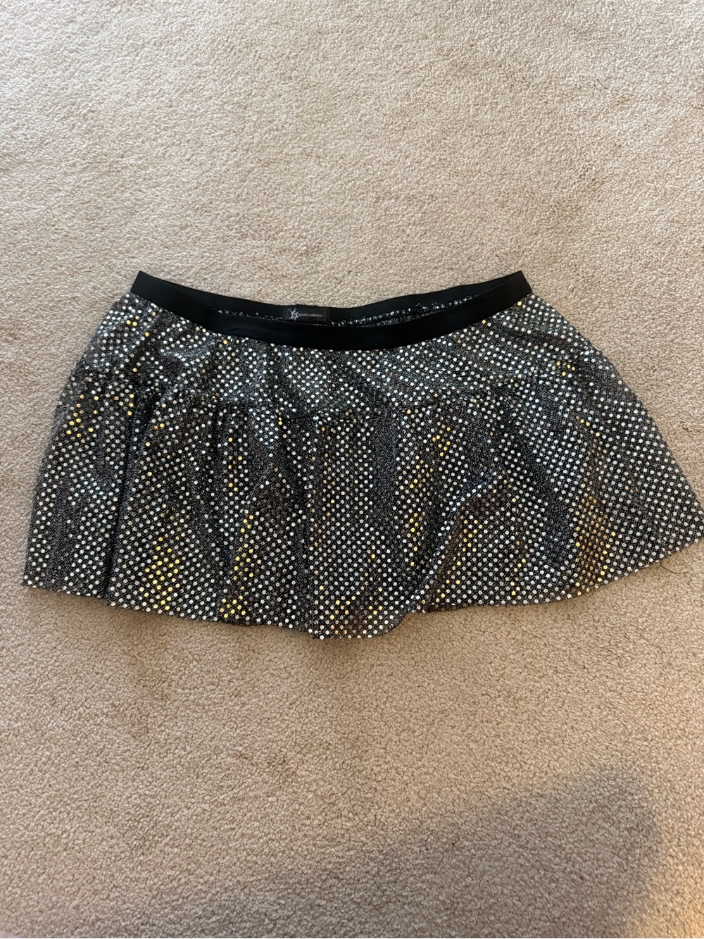 Gunmetal Sequin Running Skirt with Elastic Waistband